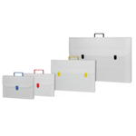 Valigetta in polionda - 38x53 cm - dorso 6 cm - bianco - accessori colorati